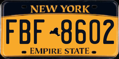 NY license plate FBF8602