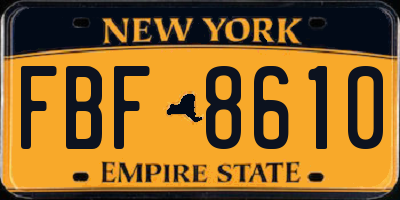 NY license plate FBF8610