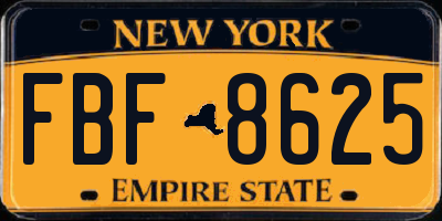 NY license plate FBF8625