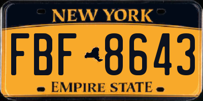 NY license plate FBF8643