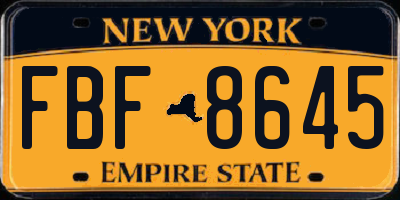 NY license plate FBF8645