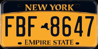 NY license plate FBF8647