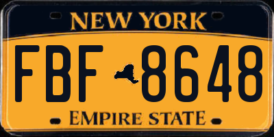 NY license plate FBF8648