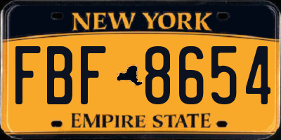 NY license plate FBF8654