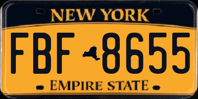NY license plate FBF8655