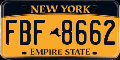 NY license plate FBF8662