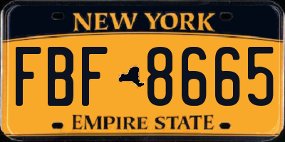 NY license plate FBF8665