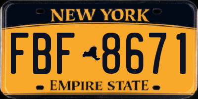 NY license plate FBF8671