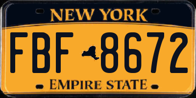 NY license plate FBF8672