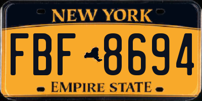 NY license plate FBF8694