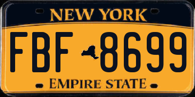NY license plate FBF8699