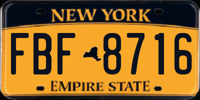 NY license plate FBF8716