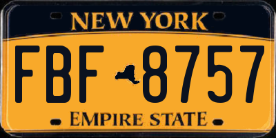 NY license plate FBF8757