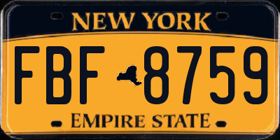 NY license plate FBF8759