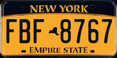 NY license plate FBF8767