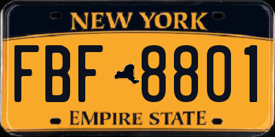 NY license plate FBF8801