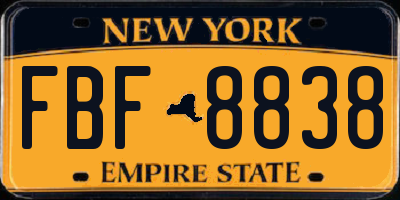 NY license plate FBF8838
