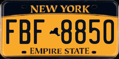 NY license plate FBF8850