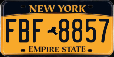 NY license plate FBF8857