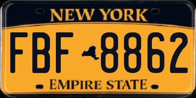 NY license plate FBF8862