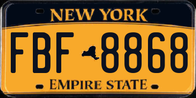 NY license plate FBF8868