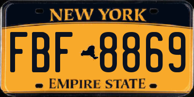 NY license plate FBF8869