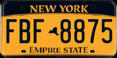 NY license plate FBF8875