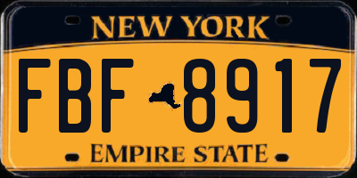 NY license plate FBF8917