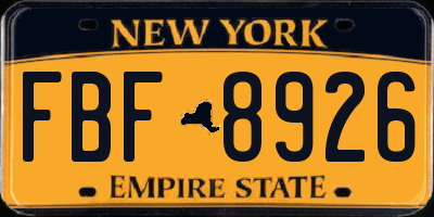 NY license plate FBF8926