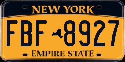 NY license plate FBF8927