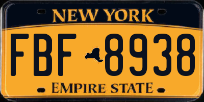 NY license plate FBF8938