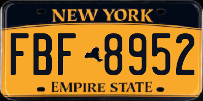 NY license plate FBF8952