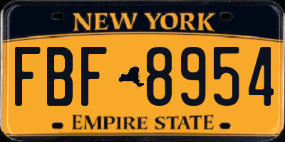 NY license plate FBF8954