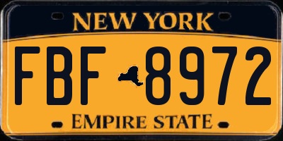 NY license plate FBF8972