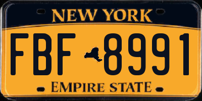 NY license plate FBF8991