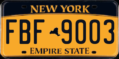 NY license plate FBF9003