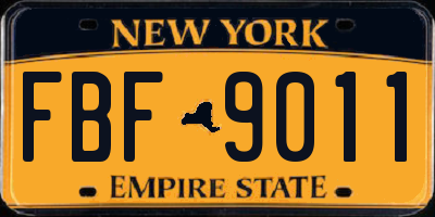 NY license plate FBF9011