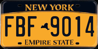 NY license plate FBF9014