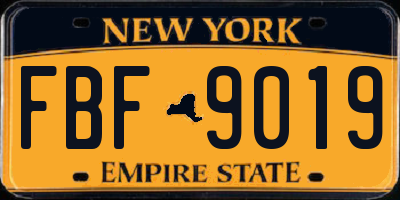 NY license plate FBF9019