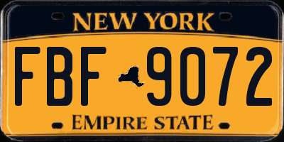 NY license plate FBF9072