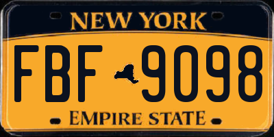 NY license plate FBF9098