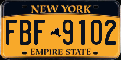 NY license plate FBF9102