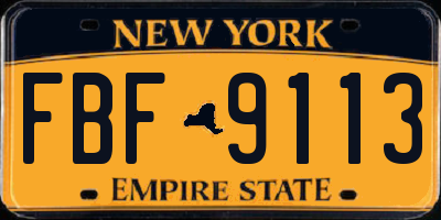 NY license plate FBF9113