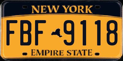 NY license plate FBF9118