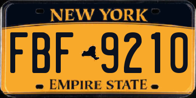 NY license plate FBF9210