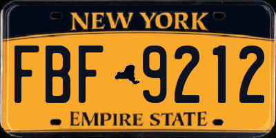 NY license plate FBF9212