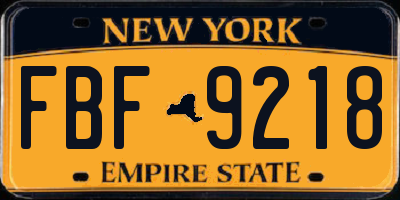 NY license plate FBF9218