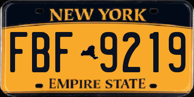 NY license plate FBF9219