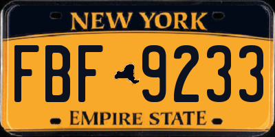 NY license plate FBF9233