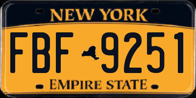 NY license plate FBF9251